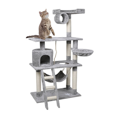 Cat Tree Beastie Scratching Post Pet Scratcher Condo Tower 140cm Grey PaWz